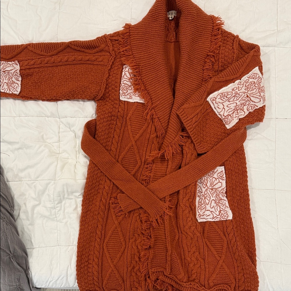 POL Cozy Rust Cardigan Sweater